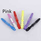 Seven sectioning clips in blue, pink, white, red, yellow, purple and black on a plain background captioned 'Pink'.