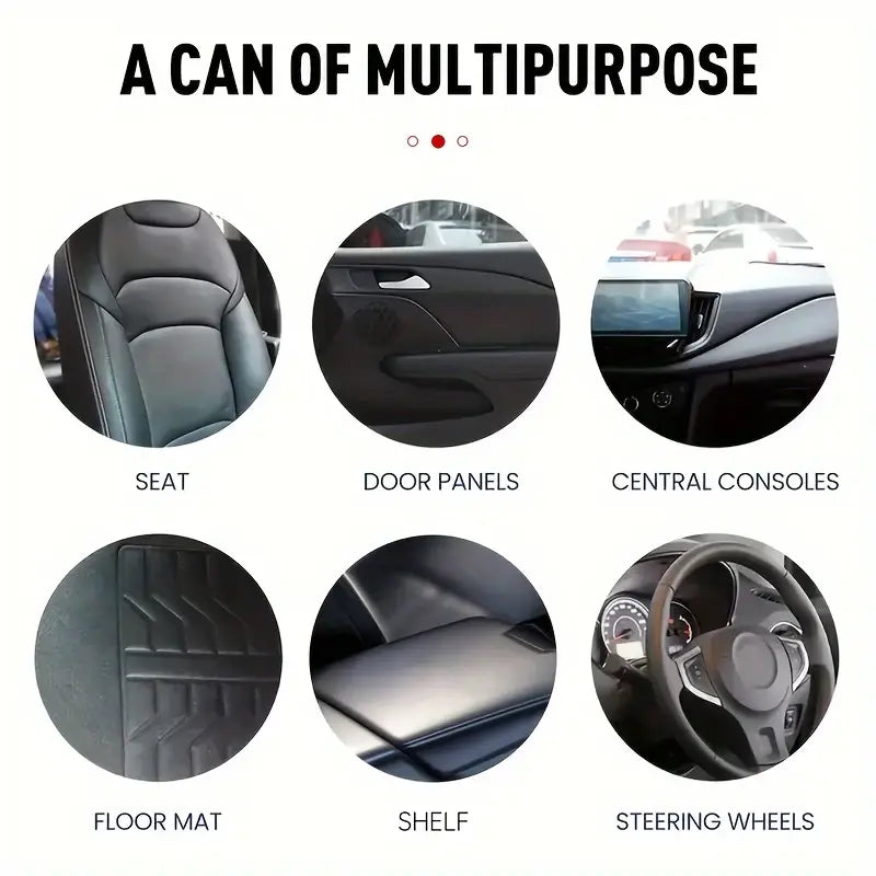 Leather cleaning paste for car seats, door panels, centre consoles, floor mats, shelves and steering wheels