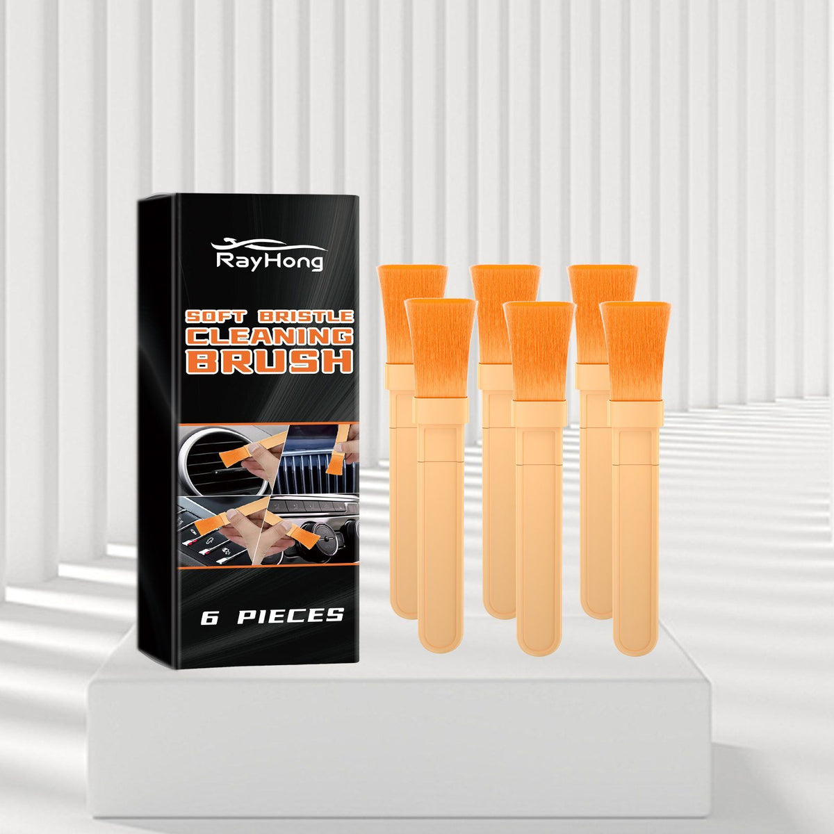 Car Detailing Brush Set, 6-Piece Soft Bristle Brushes for Cleaning Air Vents, Dashboard Seams, Console Crevices, Emblems & Seat Gaps