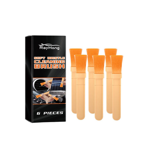 Car Detailing Brush Set, 6-Piece Soft Bristle Brushes for Cleaning Air Vents, Dashboard Seams, Console Crevices, Emblems & Seat Gaps