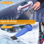 Ice Scraper Glove, Fleece-Lined Waterproof Snow & Ice Removal Mitt with Built-In ABS Scraper for Car Windshields, Doors & Windows