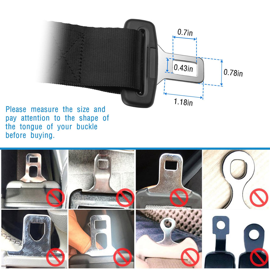 Car Seat Belt Extender 2-Pack, 14.37" Buckle Tongue Extension, Universal Fit for Most Vehicles