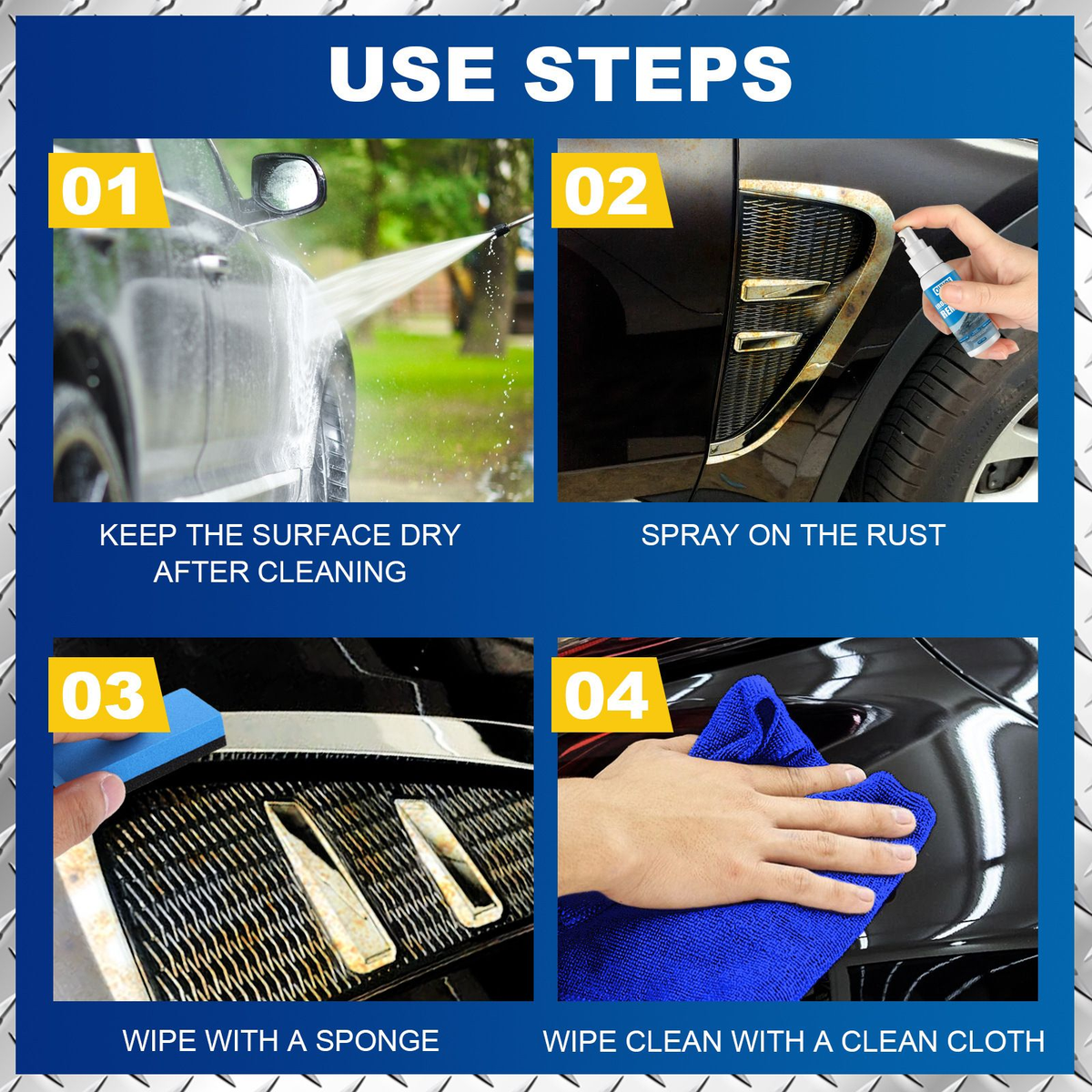 Car Iron Powder Remover Spray, Rust Stain Remover for Auto Paint & Chrome, Spray-On Rust Converter and Fallout Cleaner, 100 ml
