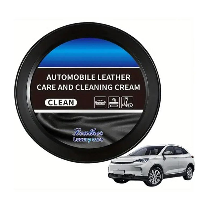 Leather care and cleaning cream jar for car interior leather trim