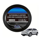 Leather care and cleaning cream jar for car interior leather trim