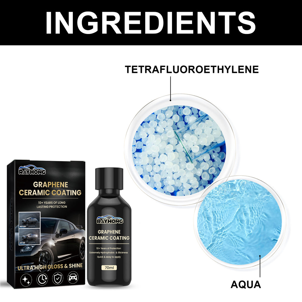 Graphene Ceramic Coating for Cars, 70 ml Paint Sealant Kit with Sponge, Towel, Gloves & 2 Applicator Cloths, High Gloss Hydrophobic Protection