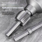 Close-up of the water pipe tapping tool head showing the toothed cutter, hex shank and two extension rods.