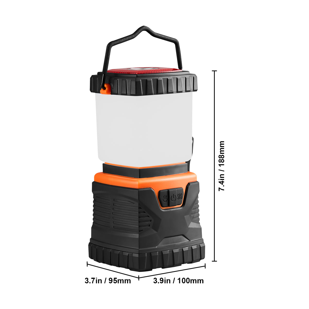 LED Camping Lantern, 1,000 Lumen Battery-Powered Lantern with Top Flashlight and Red SOS Beacon, 3 Modes for Tent, Van and Power Cuts