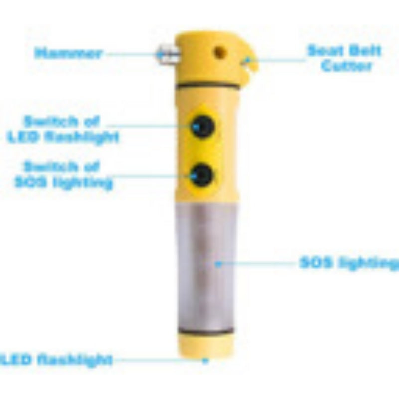 Car Safety Hammer with Flashlight, 3-in-1 Emergency Window Breaker, Seatbelt Cutter & LED Torch for Car, Truck & SUV